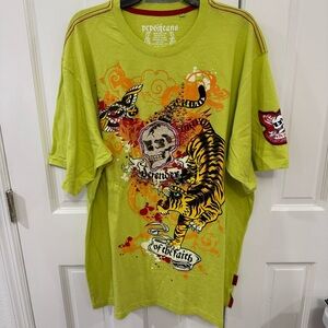 Rare Vintage Pepe Jeans Graphic Tee – 3XL – Y2K Skull & Tiger Design